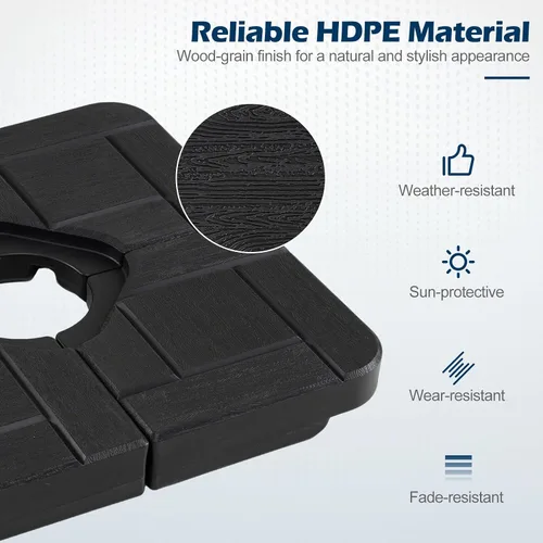 Vista 4 de Giantex Base de sombrilla de patio de 4 piezas, soporte voladizo resistente de 178 libras con boquillas de agua y arena fáciles de llenar, placas
