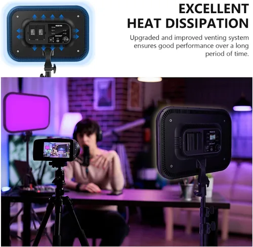 Vista 5 de NEEWER RGB168 Panel de Luz LED RGB de Video de 18.3" con Control de Aplicación, Kit de Soporte de Trípode de 2 Paquetes, 60W/360°