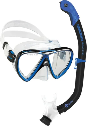 Vista 5 de Cressi - Juego de snorkel para adulto en silicona cómoda y pura, máscara y snorkel semiseco Ikarus & Orion