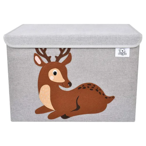 Vista 2 de CLCROBD Cofre plegable grande de juguetes para niños con tapa abatible, organizador de almacenamiento de juguetes de animales de tela plegable