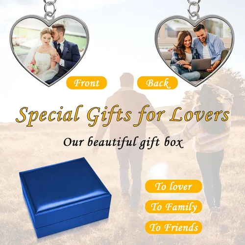 Vista 4 de RERNSH Llavero personalizado de doble cara con imagen, grabado personalizado, texto fotográfico, bricolaje, padre, novio, novia, regalos