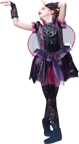 Vista 4 de IKALI - Disfraz elegante de vampiro para niña, vestido de princesa para Halloween