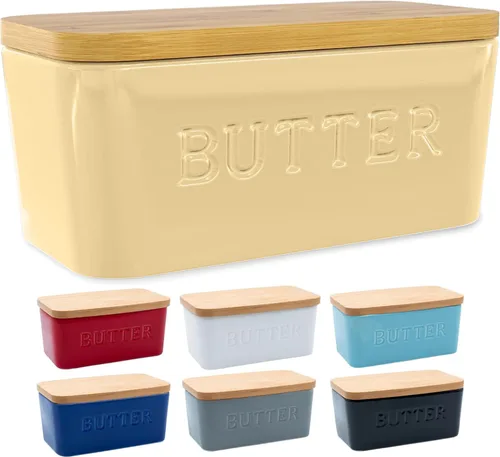 Vista 14 de PriorityChef Plato de Mantequilla Extra Grande con Tapa para Encimera, Envase de Mantequilla de Cerámica con Cubierta Hermética, Soporte