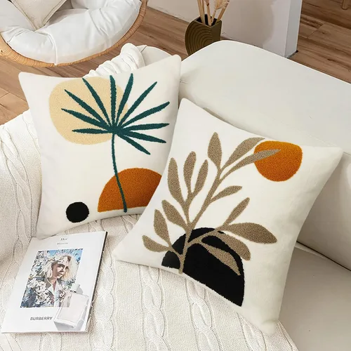 Vista 2 de Merrycolor Fundas de almohada decorativas bohemias para cama, modernas de mediados de siglo, fundas de almohada verde hoja, funda de almohada