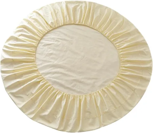 Vista 2 de homozy Cubierta de cama ajustable de cama redonda de color sólido para el hogar del hotel, beige
