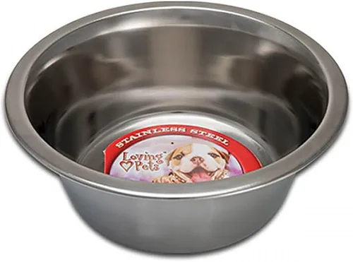 Vista 4 de Loving Pets Plato de acero inoxidable estándar, cuenco para perros, 1 cuarto de galón