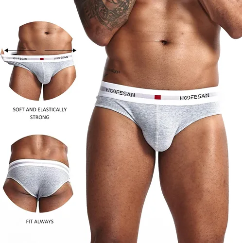 Vista 2 de Paquete de calzoncillos de algodón elástico de tiro bajo para hombre, cintura ancha, paquete múltiple