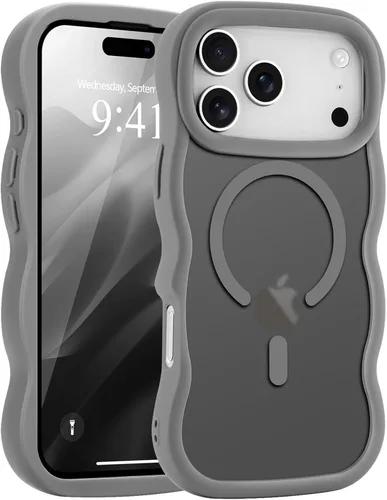 Vista 75 de Pepmune - Funda para iPhone 12 Pro Max con marco ondulado y estructura rígida, color mate claro, cubierta trasera unisex, compatible con Magsafe