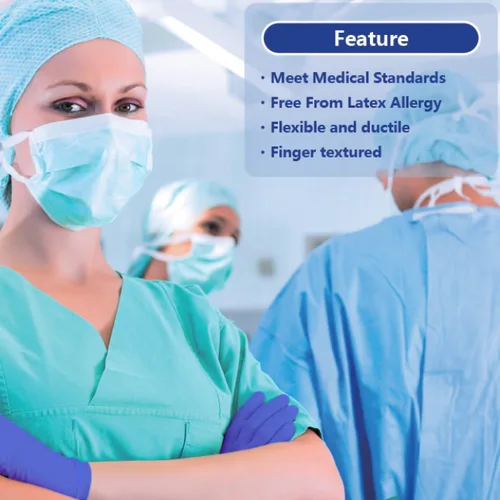 Vista 4 de Safe Health Nitrile Exam Gloves – 4 mil, Latex-Free, Powder-Free, Disposable, Blue, Medical Grade, Food, Cleaning Use