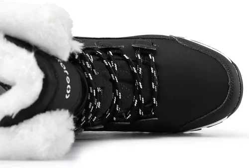 Vista 5 de COOJOY - Botas de nieve a media caña, peludas, e impermeables de mujer para el invierno