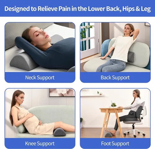Vista 7 de Almohada de rodilla para dormir de espalda, almohada de piernas de espuma viscoelástica para dolor de espalda, soporte debajo de las piernas