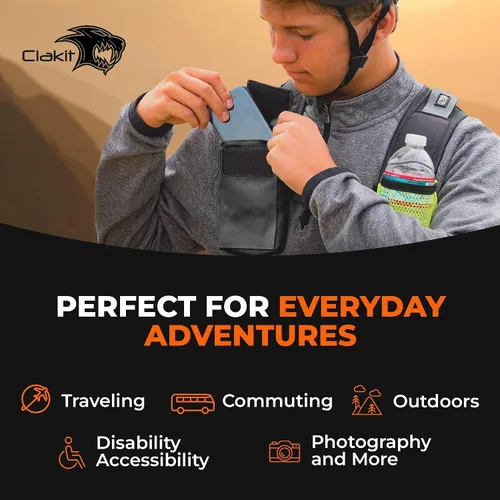 Vista 10 de Phone Holster with Clip - Hook Loop Nylon Cellphone Holster Compact Pouch, Backpack Shoulder Strap Accessory - Multifunctional StrapPack Pouches for