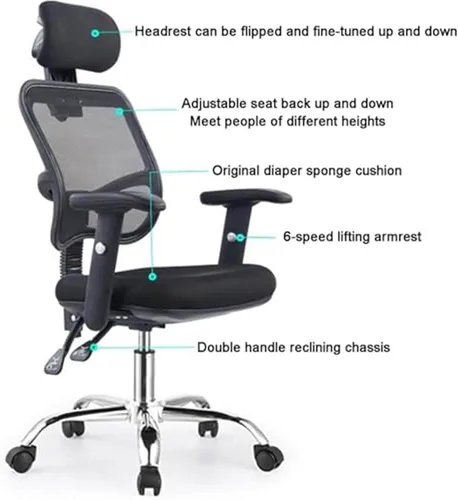 Vista 3 de High Back Office Desk Chair Executive Swivel Computer Chair Adjustable Height Ergonomic Gaming Chair with Lumbar Support and Breathable Mesh for