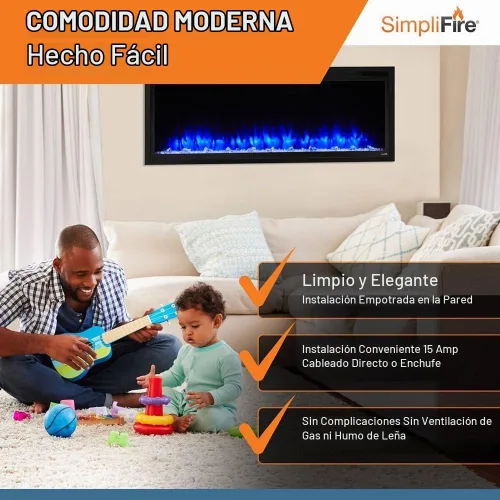Vista 3 de SimpliFire Chimenea eléctrica lineal Allusion Platinum de 50 pulgadas (SF-ALLP50-BK)