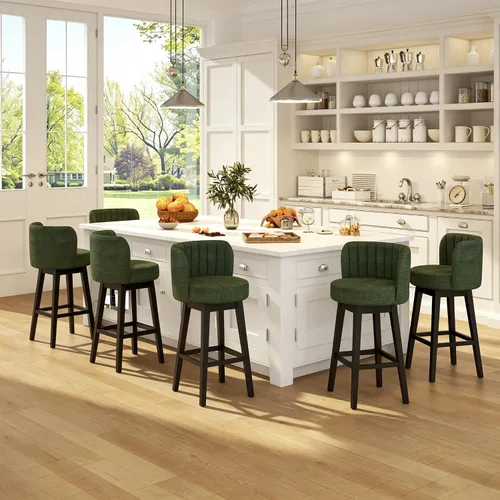 Vista 18 de COCO DESIGN - Juego de 2 taburetes de bar giratorios, 24" de altura del asiento, taburetes de bar de estilo moderno de mediados de siglo