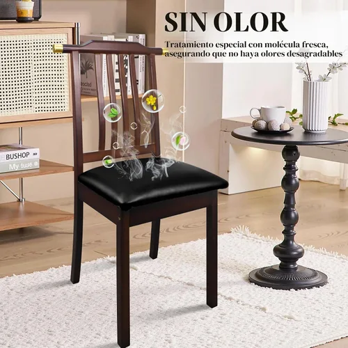 Vista 4 de Juego de 2 fundas de asiento para sillas de comedor de cuero PU, fundas impermeables para sillas de cocina, funda elástica para sillas
