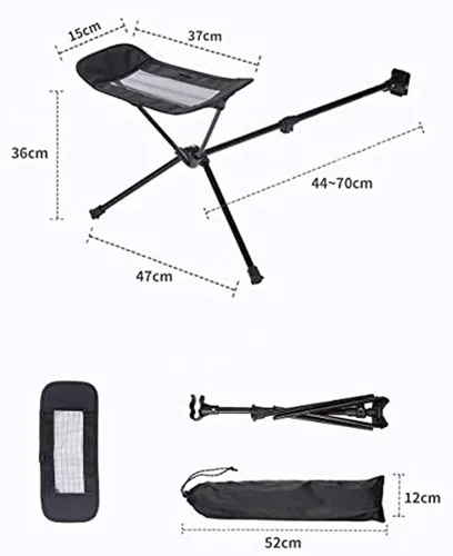 Vista 3 de Silla universal de camping, reposapiés, otomana, plegable, acoplable, reclinable, accesorios retráctiles para taburete retráctil, hamaca, silla