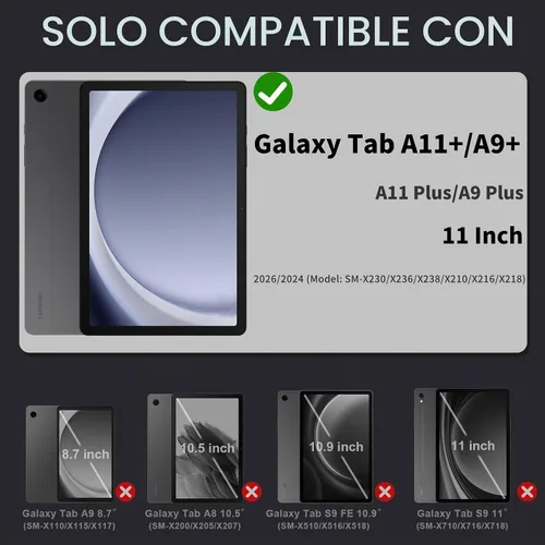 Vista 7 de Auizotl Funda para Samsung Galaxy Tab A9+/A9 Plus de 11 pulgadas (SM-X210/X216/X218) con protector de pantalla/soporte giratorio/soporte