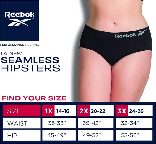 Vista 6 de Reebok Ropa interior para mujer - Calzoncillos hipster sin costuras de talla grande (paquete de 3)