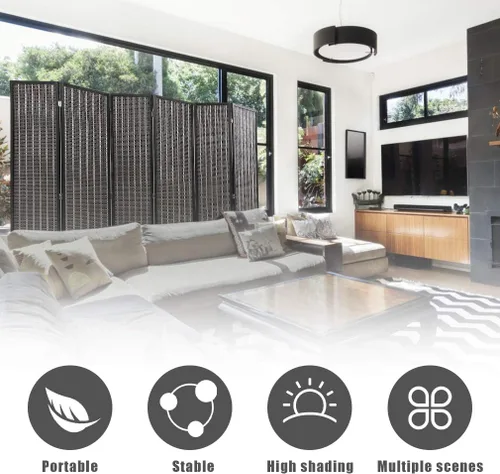 Vista 7 de Divisor de habitación de bambú de 6 pies, pantalla de privacidad plegable de 6 paneles, separación de habitación, divisor de pared de panel
