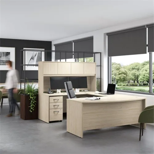 Vista 4 de Bush Business Furniture Studio - Escritorio en forma de L de 6 pulgadas de ancho x 3D con retorno de 42 W en olmo natural, estación de trabajo L