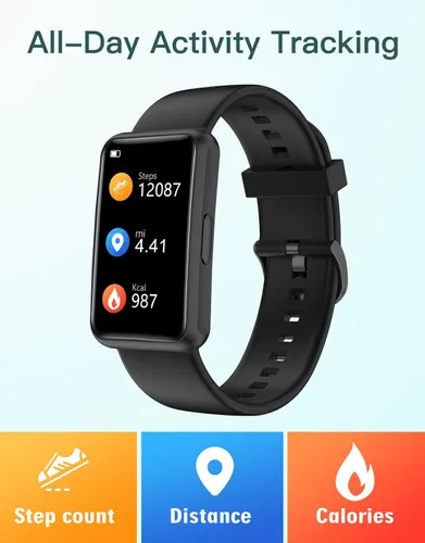 Vista 3 de HUAKUA - Rastreador de fitness sin Bluetooth, sin aplicación, sin necesidad de teléfono; reloj de fitness para hombres, mujeres y padres