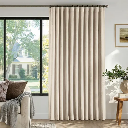 Vista 36 de INOVADAY Cortinas térmicas para puerta corredera 100% opacas para dormitorio, cortinas de puerta corrediza de vidrio extra anchas para patio, lino