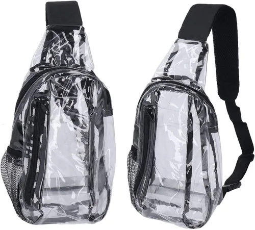 Vista 3 de SPYMINNPOO Bolsa transparente de PVC, aprobada por el estadio, impermeable, transparente, con correa ajustable para senderismo, conciertos