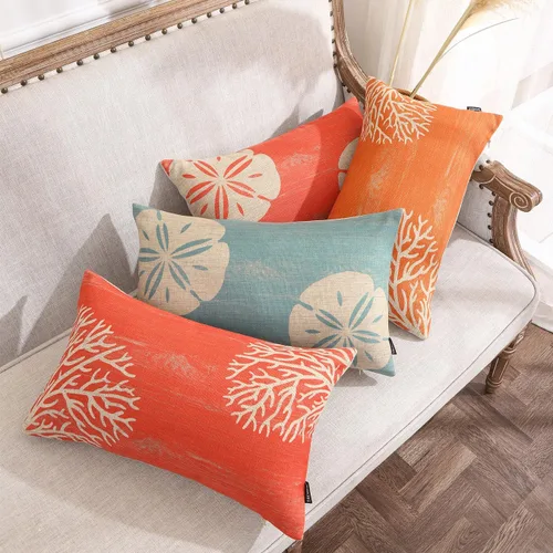 Vista 9 de TRENDIN Funda de almohada de playa de 12 x 20 pulgadas, decoración marina marina rectangular, funda de cojín de lino para sofá, decoración rústica