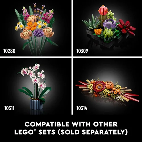 Vista 6 de LEGO Botanicals - Ramo de flores silvestres artificiales, juego de construcción de flores de interior falsas para el hogar, cocina, decoración