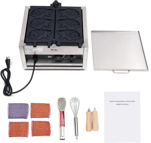Vista 3 de Taiyaki Maker - Máquina de gofres antiadherente con forma de pescado, para gofres, pan, waffles