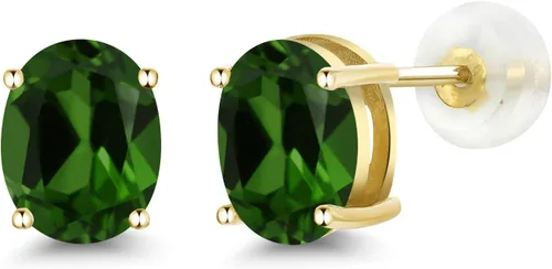 Vista 58 de Gem Stone King Aretes de oro de 14 quilates con piedra natal ovalada de 0.315 x 0.236 in Aretes de oro para mujer