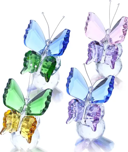Vista 11 de 2 figuras de mariposa de cristal, pisapapapeles de cristal coleccionables 2 piezas-mariposa