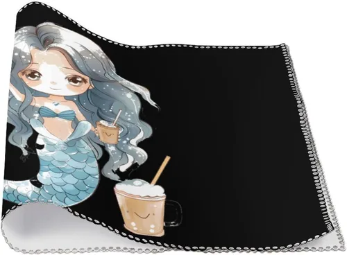 Vista 3 de Mermaid Milk Tea Placemats Set of 6 Resistant Table Mats Washable Place Mats for Dinner Party Table Decoration