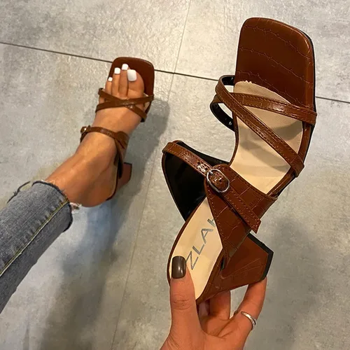 Vista 4 de Aniywn Sandalias de cuña de plataforma para mujer, tacón grueso, sandalias de tacón alto, zapatos casuales, con cordones, transpirables