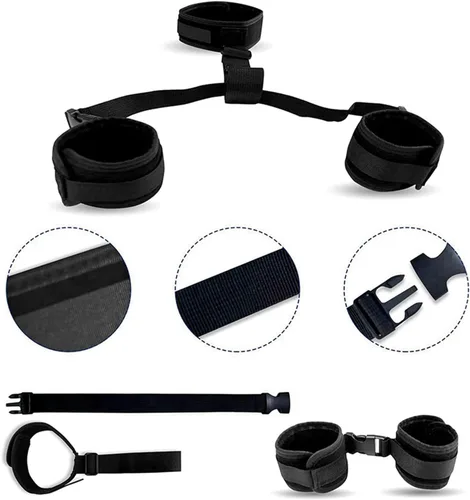 Vista 4 de Bdsm - Kit de restricciones para cama sexual, correas de amarre sexual para tobillos y muñecas, juego de esposas para adultos, adultos, pulseras