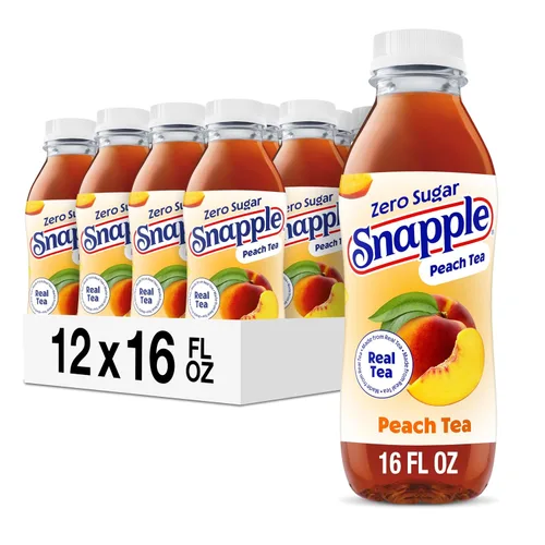 Vista 24 de Snapple Té de melocotón, botella de plástico reciclada de 16 onzas líquidas, paquete de 12