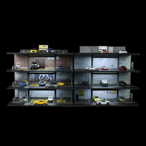 Vista 5 de Organizador de vitrina de coche fundido a presión a escala 1/64 - Diorama gris