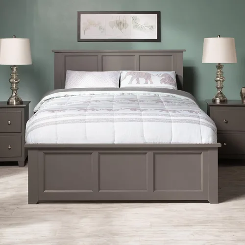 Vista 3 de AFI, Madison - Cama de plataforma Queen con estribo a juego y cama corrediza individual XL, color gris