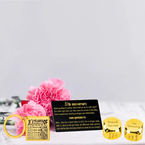 Vista 4 de Dados de 10 aniversario, dados de 10 aniversario de boda para parejas, regalo de 10 años de aniversario para noche, aniversario de 10 años