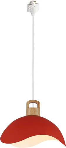Vista 7 de Kiven Luces de riel tipo H, E26 montadas en pista de 1 luz, estilo nórdico simple, madera de macarrón, lámpara de media luna colgante