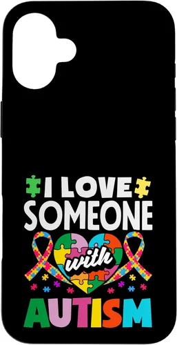 Vista 23 de Love Someone with Autism Awareness Puzzle Piece Ribbon Case for iPhone 16