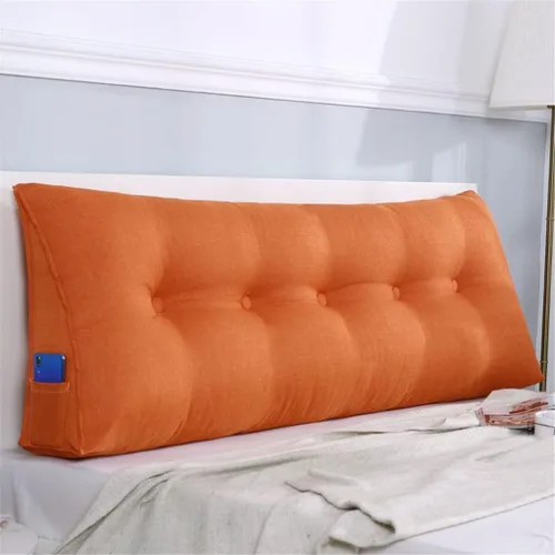 Vista 13 de Almohada triangular grande para cabecero de cuña de algodón suave y lino para sentarse en la cama, soporte de posicionamiento trasero, almohadas