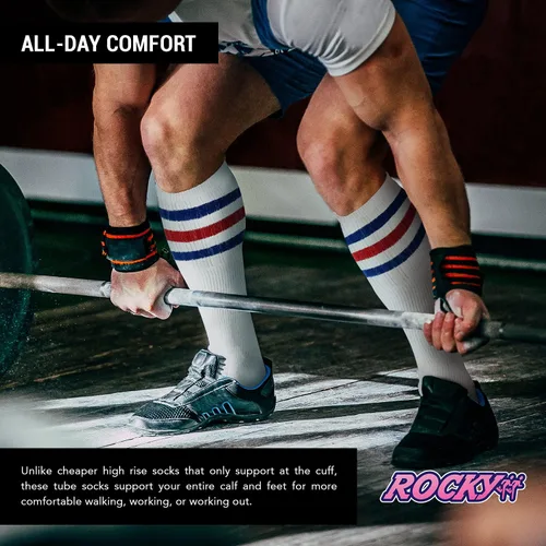 Vista 3 de Mens Solid Tube Socks Over the Calf High 24 6-Pair Size 9-10-13-15