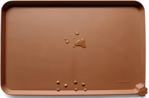 Vista 41 de Hoki Found - Bandeja de silicona para comederos de perros y gatos, tapetes impermeables para comida y agua, color caramelo