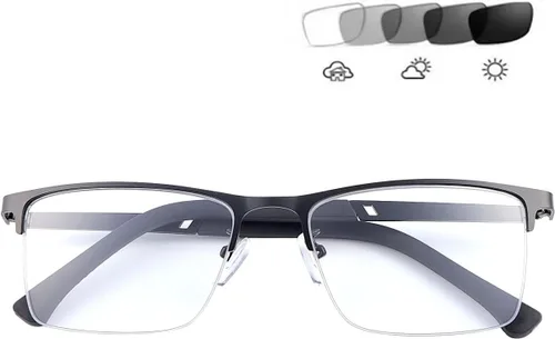 Vista 7 de LJIMI - Gafas de sol de lectura fotocromáticas progresivas multifocal, protección UV, lector solar, lentes de bloqueo de luz azul