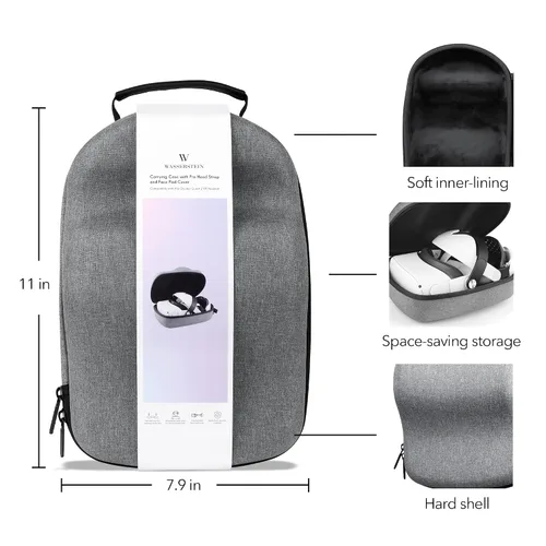Vista 9 de Wasserstein Bundle - Silicone Skin Set VR Headset Carrying Case Head Strap and Face Cover Bundle Compatible with Oculus Quest 2