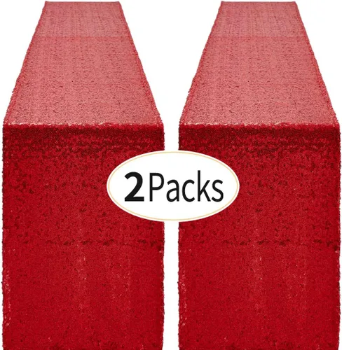 Vista 70 de Pufogu - Camino de mesa de lentejuelas brillantes de 12 x 72 pulgadas para fiestas de cumpleaños, decoración de bodas, despedidas de soltera