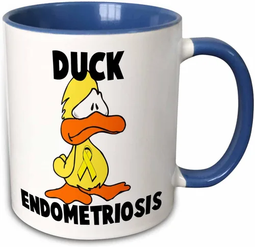 Vista 11 de 3dRose Duck Endometriosis Awareness Ribbon Cause Design 15oz Two-Tone Black Mug