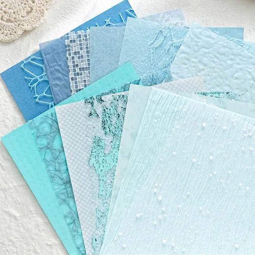 Vista 12 de Aromoty 20 piezas de papel artesanal para álbum de recortes, papel texturizado para manualidades, papel Morandi A5 en malla, tela de morera, mezcla